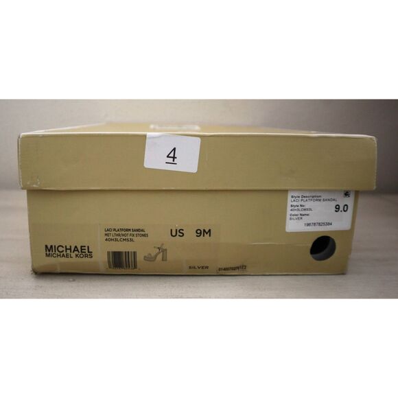 Michael Kors Women Sz 9M Silver Metallic Embellished Laci Platform Sandals - Picture 13 of 13